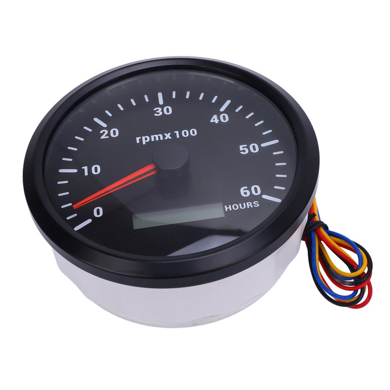 Digital Tachometer Gauge 2" Black Dial Black Bezel - Universal Compatibility 7-Color Backlight High Durability RPM Meter for Cars Trucks Boats Generators Gasoline Engines Construction Agricultural Mac - Image 3