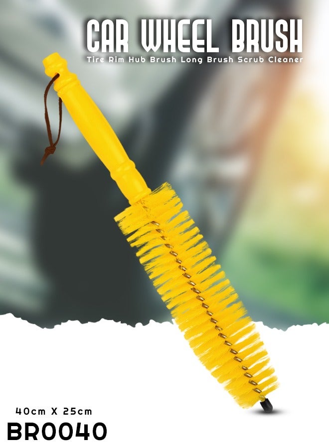 فرشاة عجلة السيارة وفرشاة محور حافة الإطارات - منظف فرك بمقبض طويل (40 سم × 25 سم) - Image 1