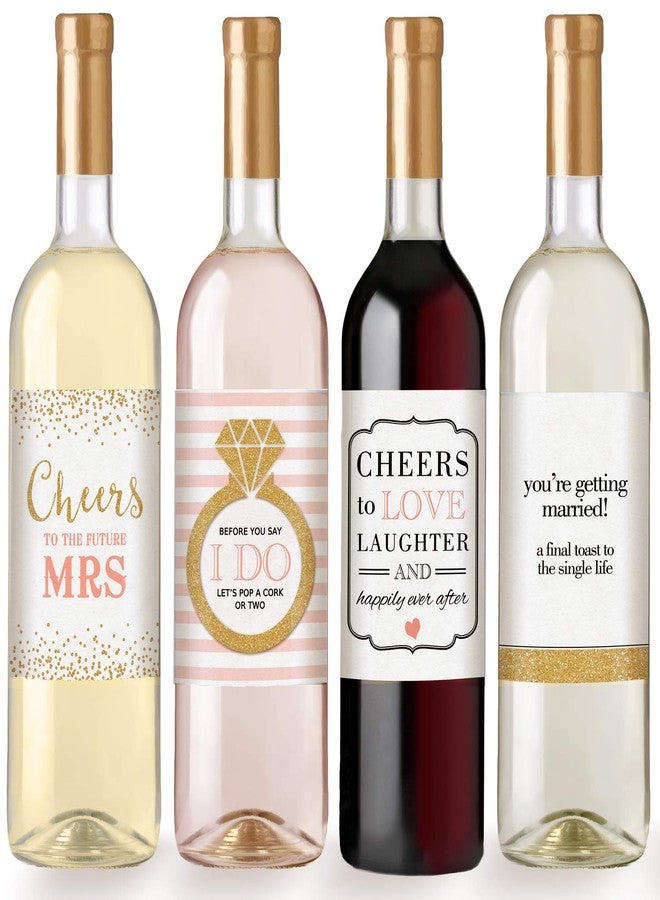 برينتد بارتي هدية مطبوعة لحفلة خطوبة أو حفل توديع العزوبية، تتضمن 4 ملصقات لزجاجات النبيذ - Image 1