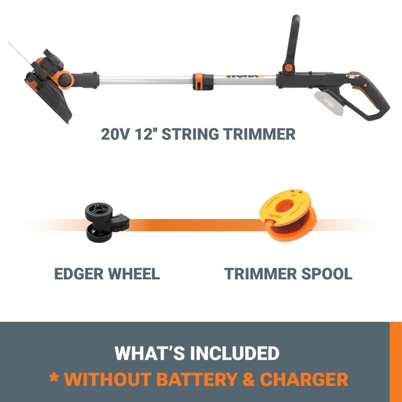 Worx String Trimmer Cordless 3.0 20V PowerShare 12" Edger & Weed Trimmer (Battery and Charger Not Included) WG163.9 - Image 5