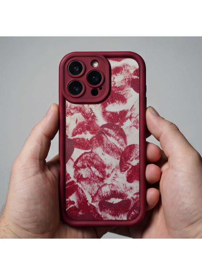 Fashion Protective Case with Lip Print Design for iPhone 16 Pro Max – Red - Image 5
