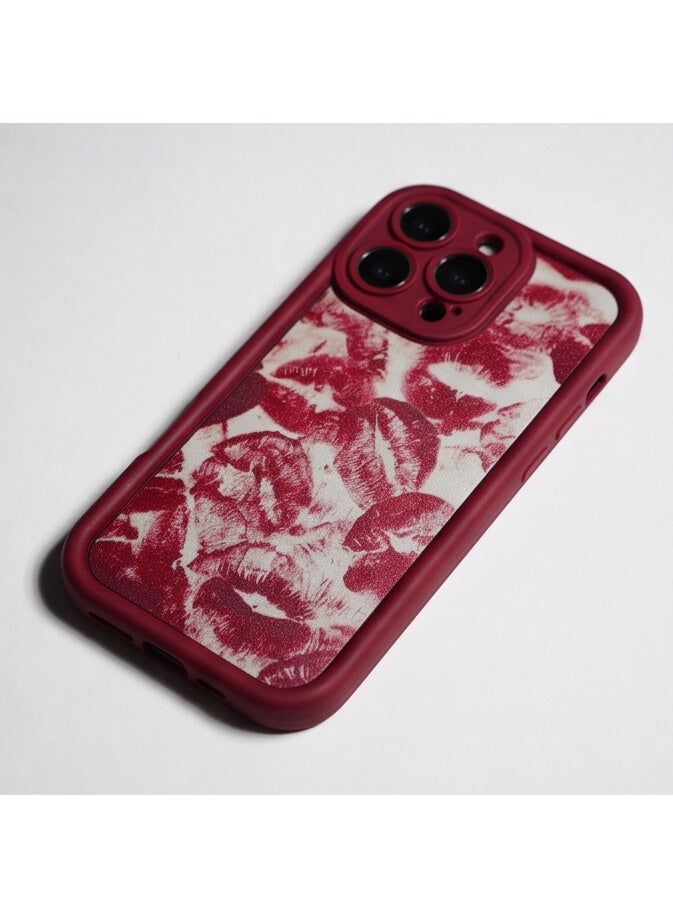 Fashion Protective Case with Lip Print Design for iPhone 16 Pro Max – Red - Image 4