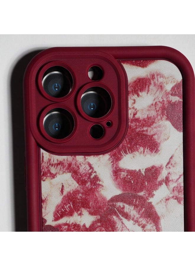 Fashion Protective Case with Lip Print Design for iPhone 16 Pro Max – Red - Image 3