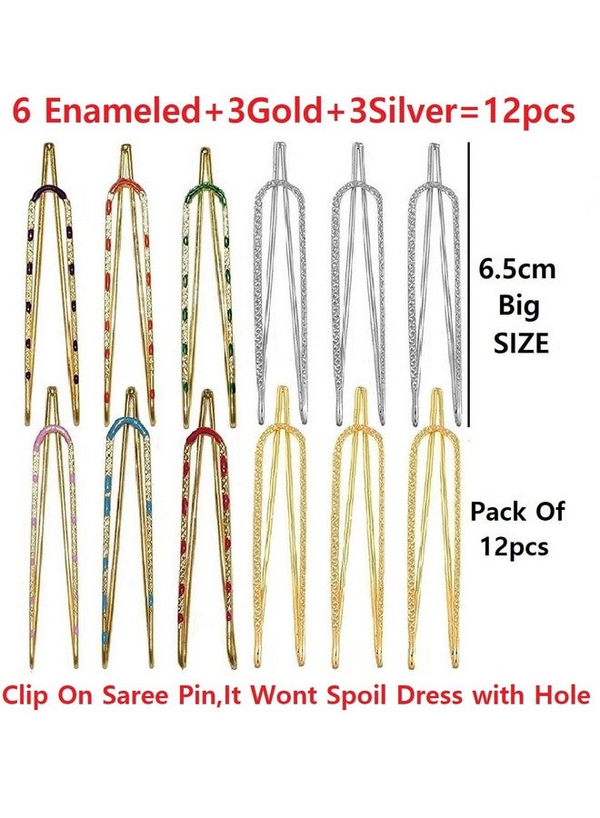 THANUS CRAFT THANU'S CRAFT Multicolor U Safety Saree Pin Brooch for Dresses Kurtis Sari Sadi Pins Women - Image 2