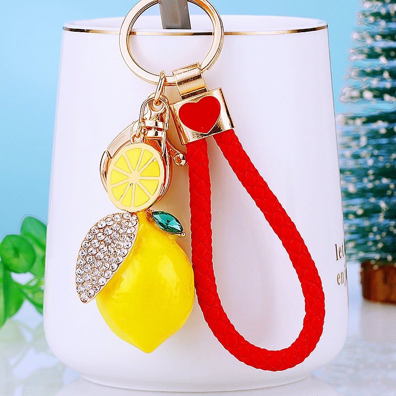 Rhinestone Lemon Car Keychain - Image 3