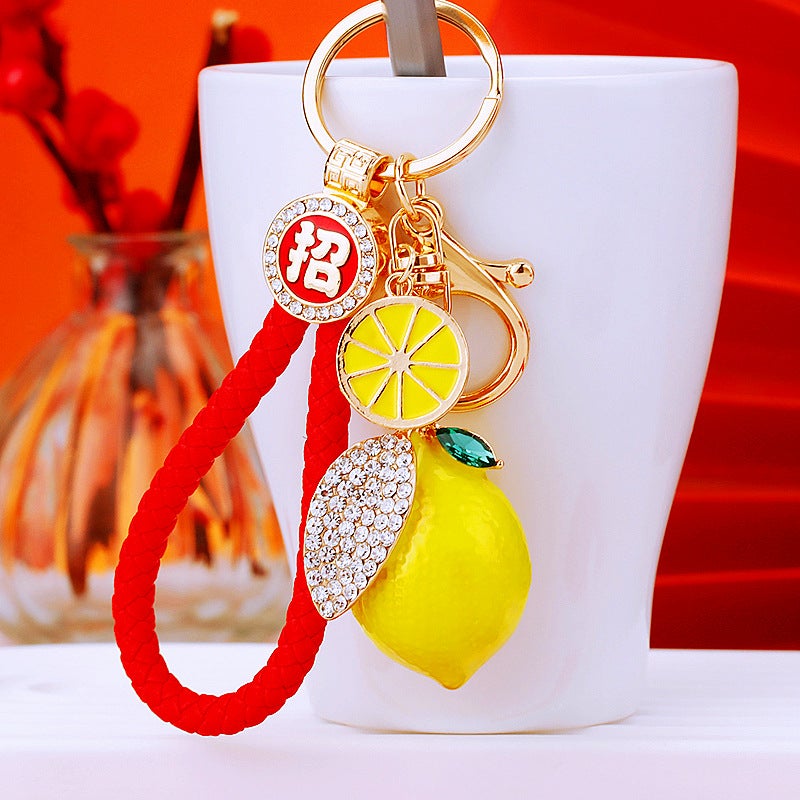 Rhinestone Lemon Car Keychain - Image 1