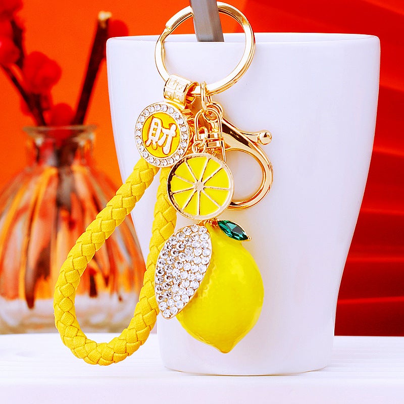 Rhinestone Lemon Car Keychain - Image 2