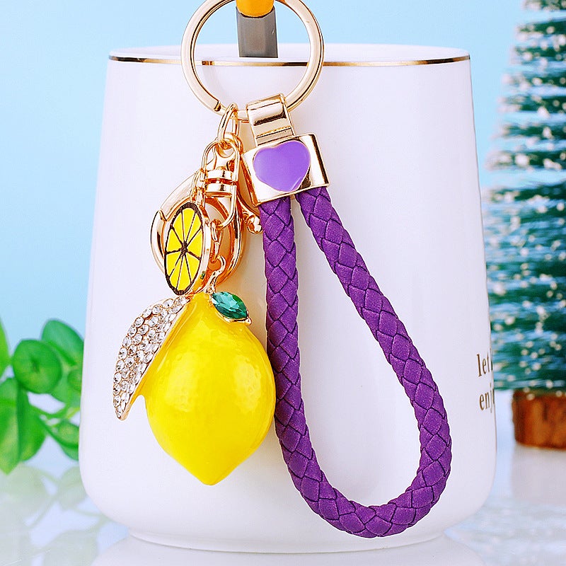 Rhinestone Lemon Car Keychain - Image 4