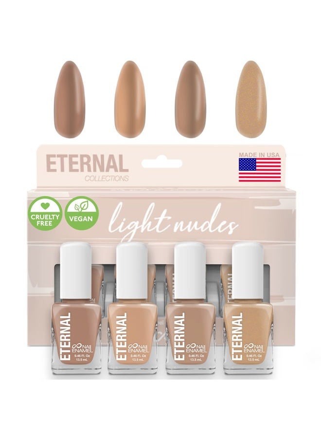 ETERNAL Nude Nail Polish Set for Women (LIGHT NUDES) - Brown Nail Polish Set for Girls | Lasting & Quick Dry Natural Nail Polish Kit for Home DIY Manicure& Pedicure | Made in USA, 13.5mL (Set of 4) - Image 1
