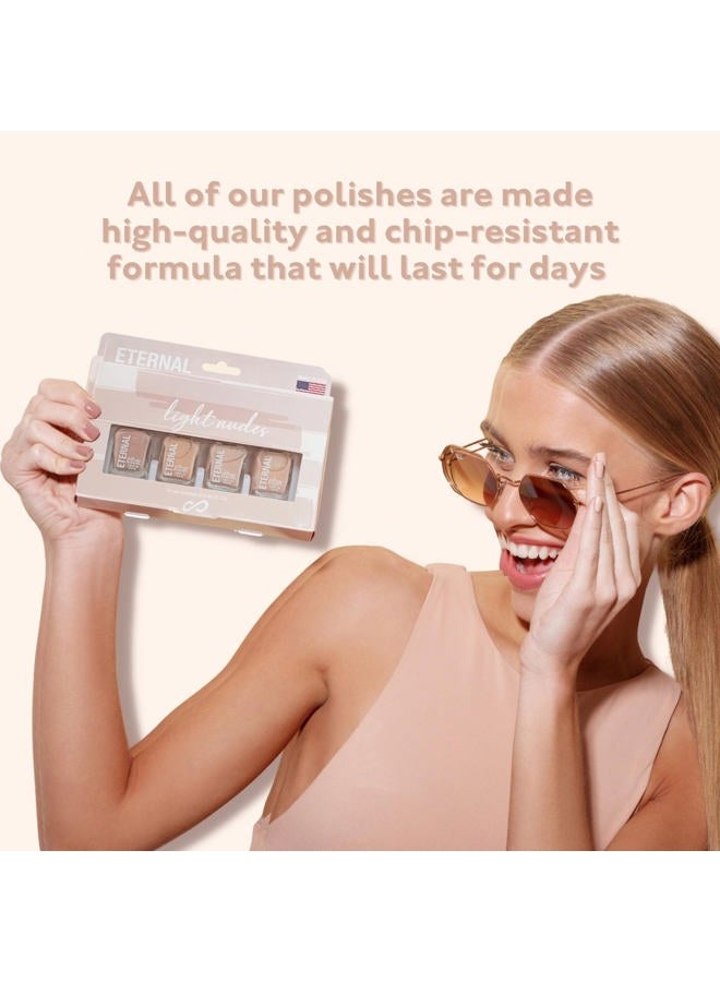 ETERNAL Nude Nail Polish Set for Women (LIGHT NUDES) - Brown Nail Polish Set for Girls | Lasting & Quick Dry Natural Nail Polish Kit for Home DIY Manicure& Pedicure | Made in USA, 13.5mL (Set of 4) - Image 4