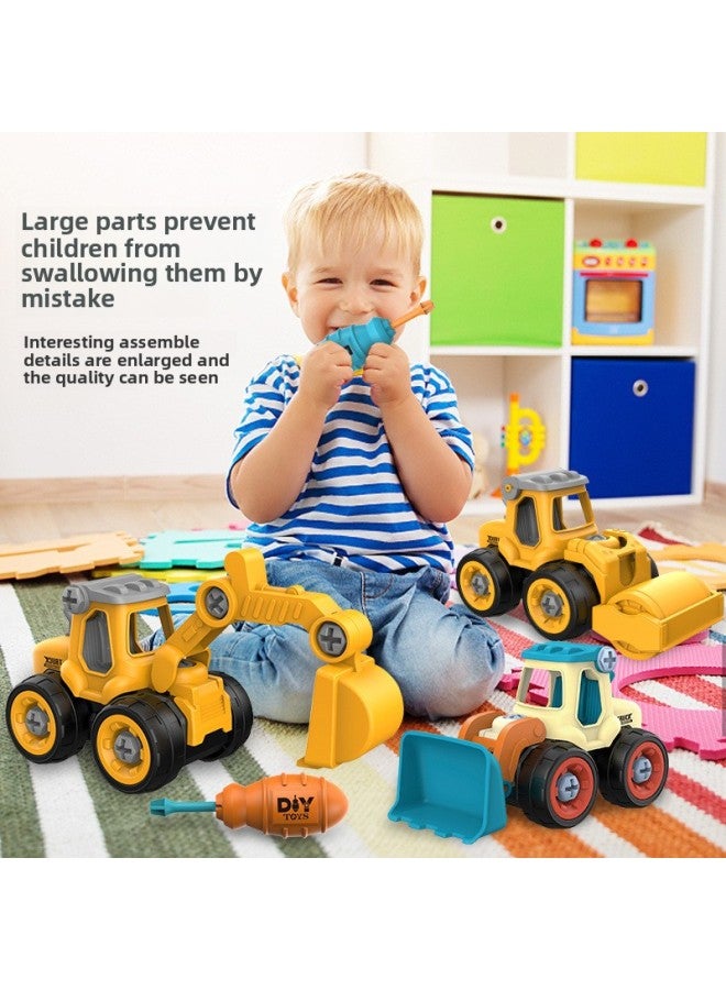 Children's Assembly Engineering Vehicle Disassembly Removable Screw Assembly Toy Excavator Boy Baby Suit Foreign Trade-Color:4 Cars + 4 Sets Of Screwdrivers And Wrenches (fire Truck) Type B  - Image 3