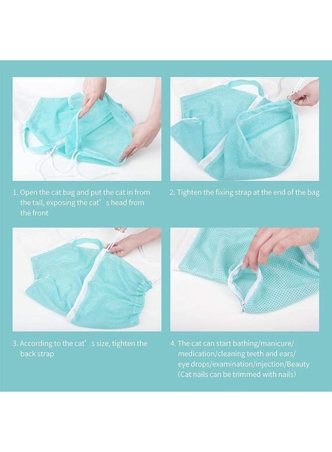 KASTWAVE Multifunctional Cat Bathing Bag for Easy Shower and Nail Trimming, Anti-Bite and Anti-Scratch Design, Adjustable and Breathable Restraint - Image 4