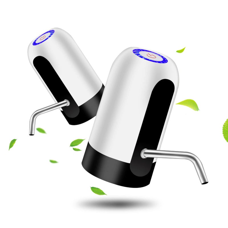 Ausxaron 5 Gallon Water Dispenser 2 Pack USB Charging Automatic Pump for Home Camping Office  Universal 25 Gallon Bottle  White