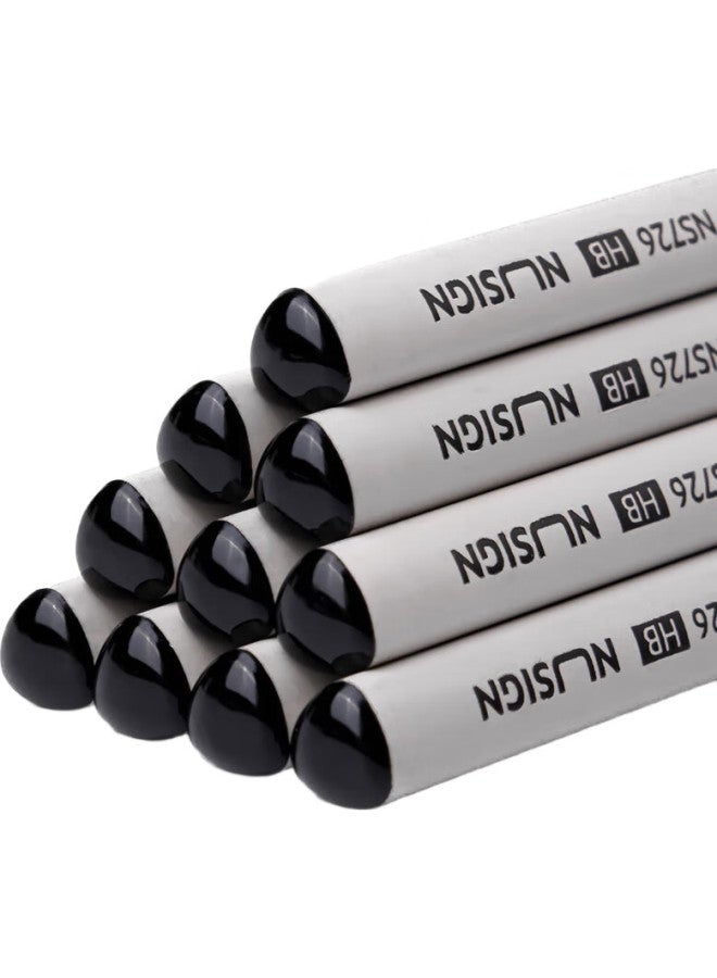 Deli 10-Pack Hb New Style White Black Wood Graphite Pencils, High-Quality Triangular Pencil Shaft, For Exams, Art Students, Sketching, Writing, Gift, Ns726-Hb, Back-To Gift For Students - Image 1