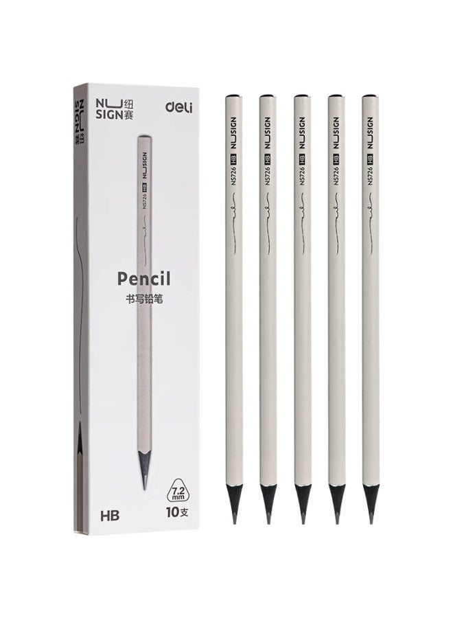 Deli 10-Pack Hb New Style White Black Wood Graphite Pencils, High-Quality Triangular Pencil Shaft, For Exams, Art Students, Sketching, Writing, Gift, Ns726-Hb, Back-To Gift For Students - Image 3