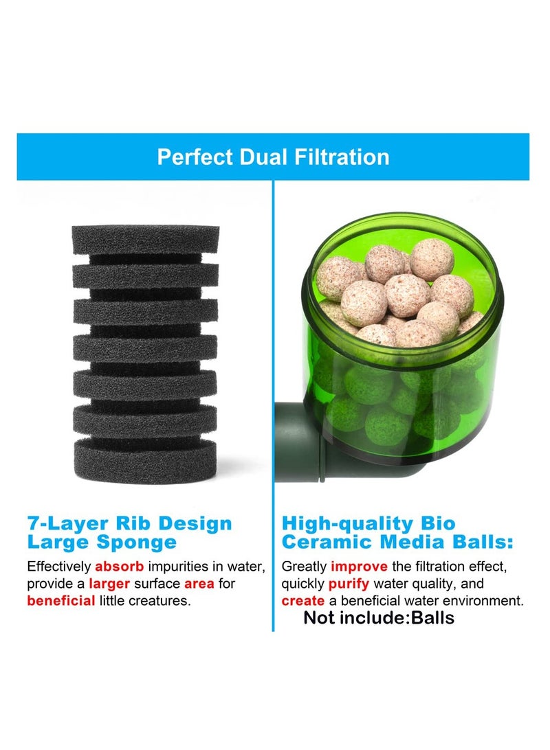 KASTWAVE Aquarium Sponge Filter, Fish Tank Foam Filter Quiet Submersible Bio Sponge Filter with 2 Spare Sponges - Image 2
