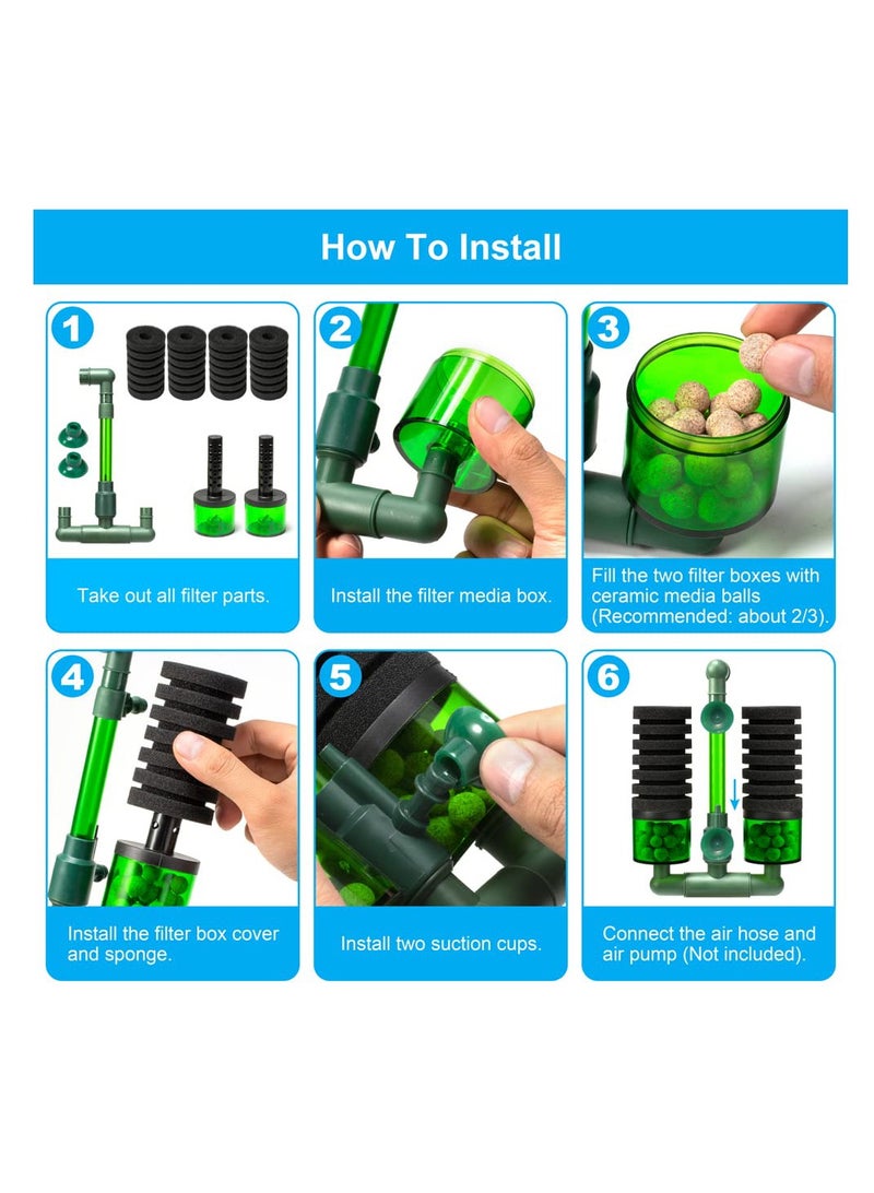 KASTWAVE Aquarium Sponge Filter, Fish Tank Foam Filter Quiet Submersible Bio Sponge Filter with 2 Spare Sponges - Image 5