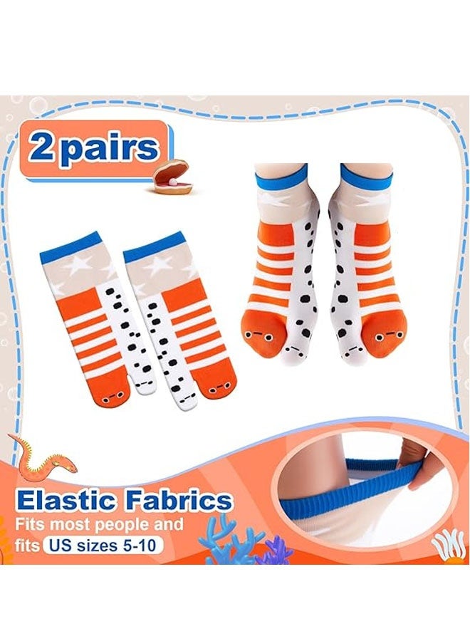 2 Pairs Funny Novelty Animal Socks Cotton  Toes Socks for Xmas Women Men Teenager Fish Or Aquatic Animals - Image 2