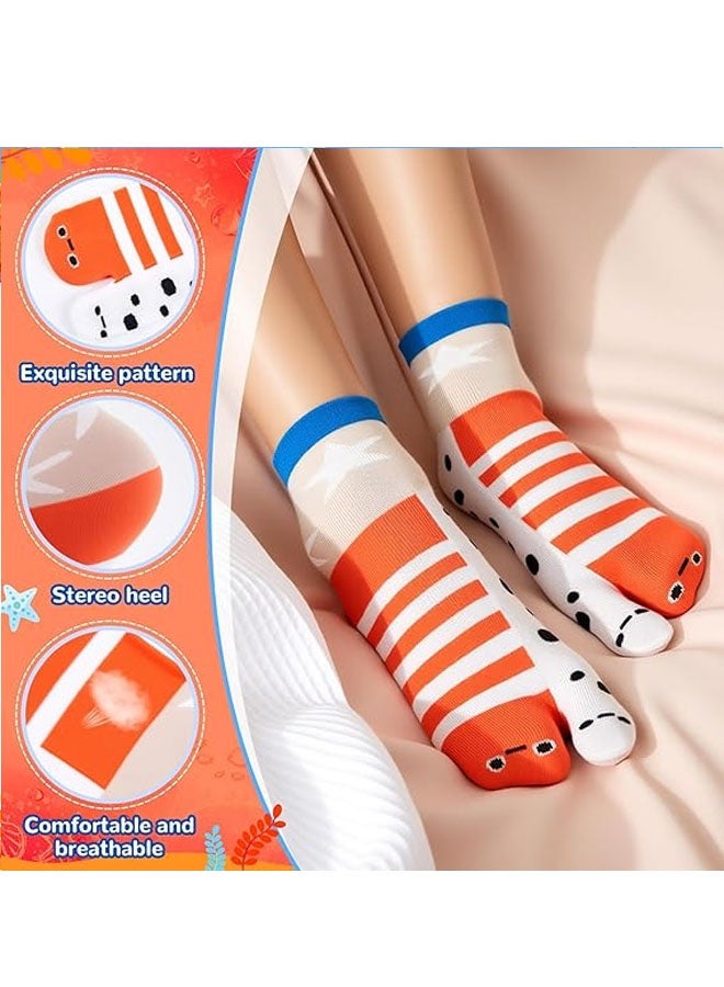 2 Pairs Funny Novelty Animal Socks Cotton  Toes Socks for Xmas Women Men Teenager Fish Or Aquatic Animals - Image 4