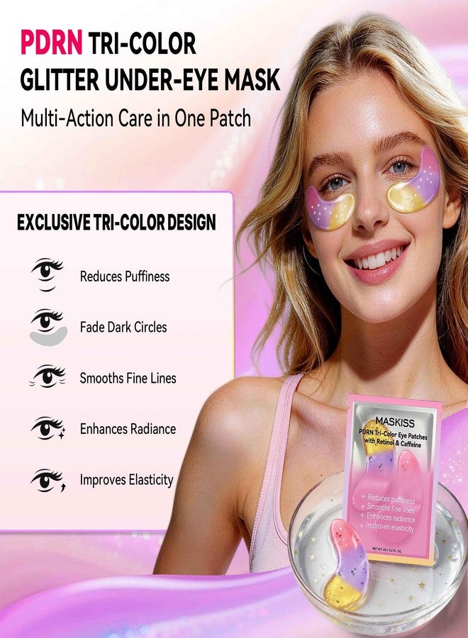 Maskiss PDRN Under Eye Patches (25 Pairs, Tri-Color Eye Gel Pads with Retinol Caffeine, Eye Masks for Dark Circles Puffy Eyes Wrinkles, Collagen Self Care Gifts for Women - Image 2