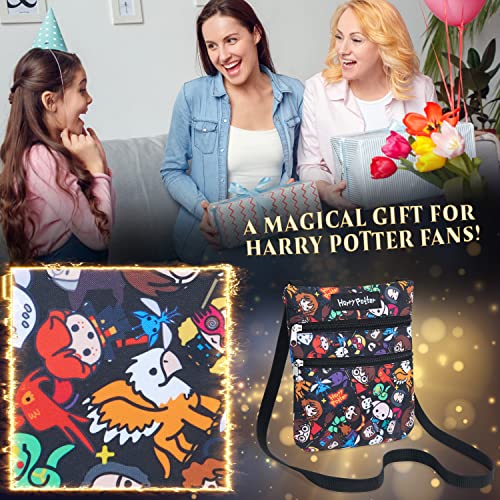 Harry Potter Crossbody Bag for Girls Satchel Purse with Adjustable Strap Two Zipped Compartments Coin Purse Cute Stuff Gifts for Girls - Image 2