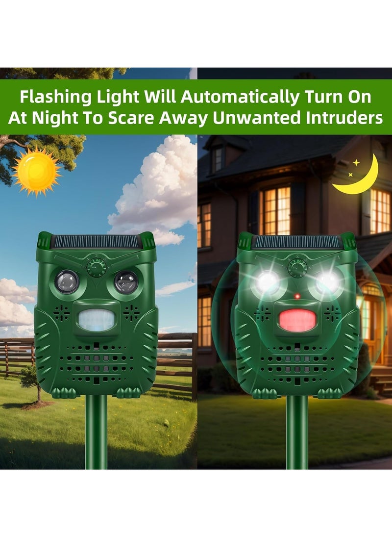 Zikra طارد حيوانات بالموجات فوق الصوتية بالطاقة الشمسية - حساس حركة مع ضوء فلاش LED - طارد للماء للقطط والغزلان والكلاب والراكون لحماية الحديقة والمزرعة - Image 4