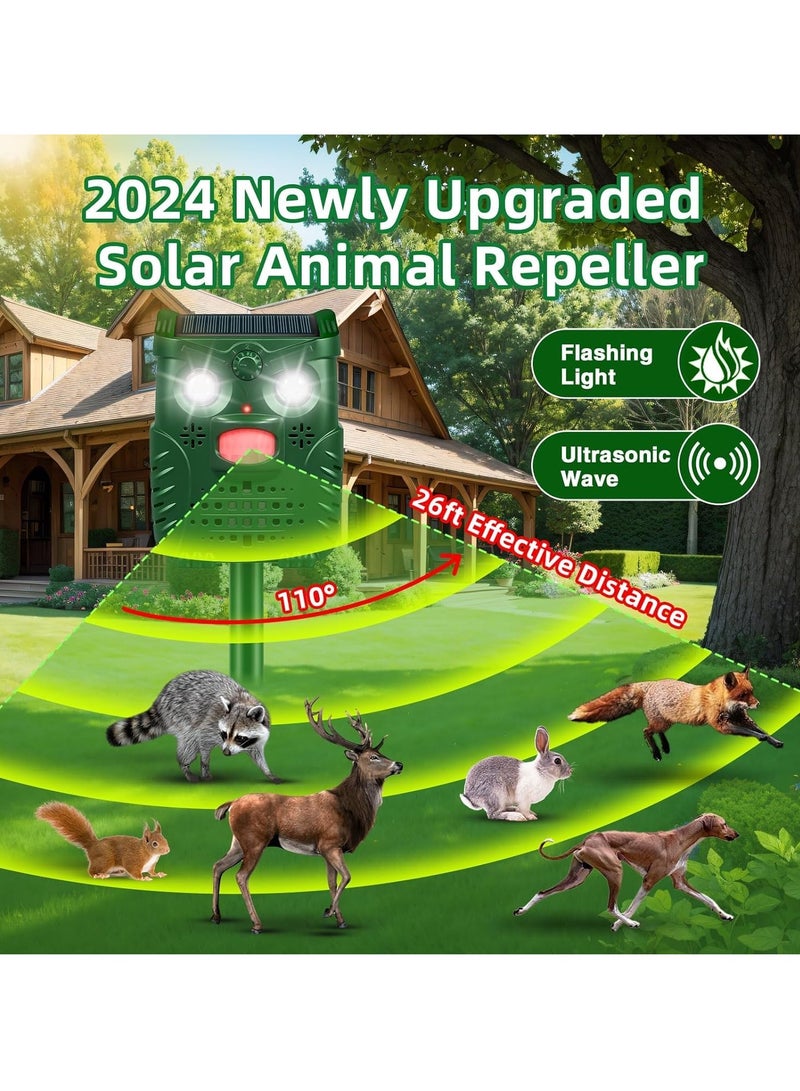 Zikra طارد حيوانات بالموجات فوق الصوتية بالطاقة الشمسية - حساس حركة مع ضوء فلاش LED - طارد للماء للقطط والغزلان والكلاب والراكون لحماية الحديقة والمزرعة - Image 2