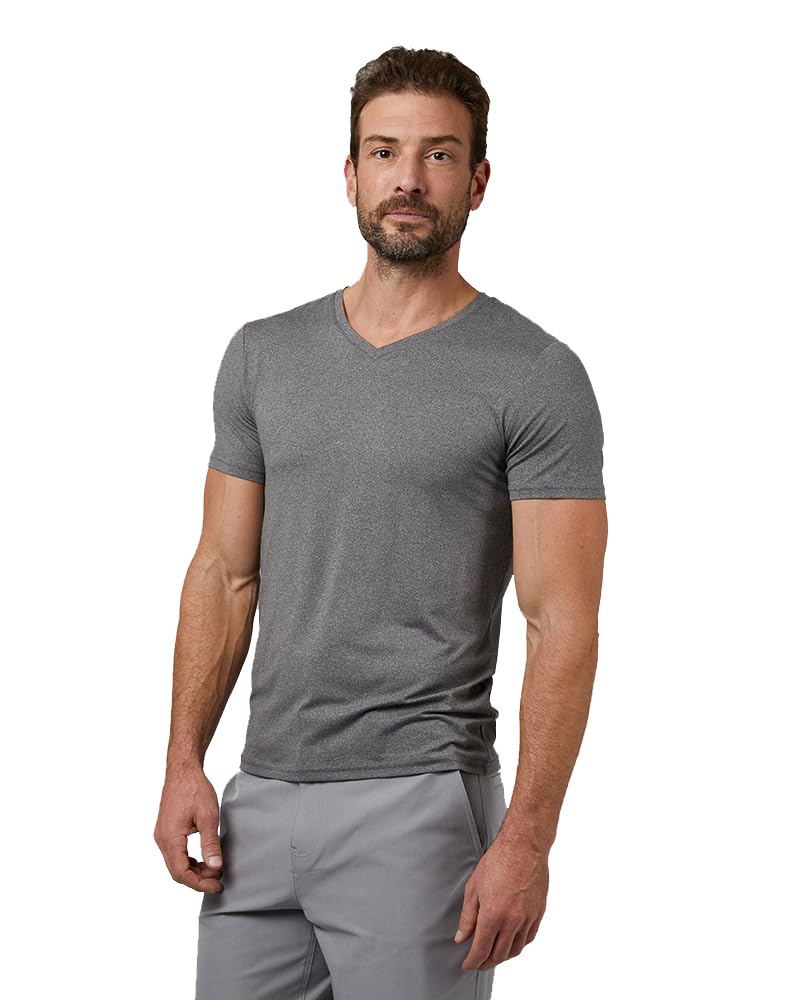 32 Degrees Mens Cool Quick Dry Active Lounge Basic Vneck T-Shirt, Grey Heather, Large - Image 5