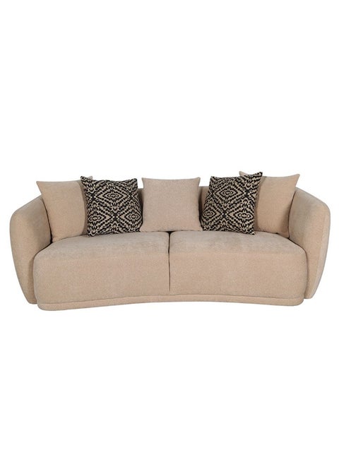 Fresno 3 Seater Fabric Sofa Modern Design Three Seat Sofas Comfortable Living Room Furniture L 230 x W 113 x H 74 cm Sand
