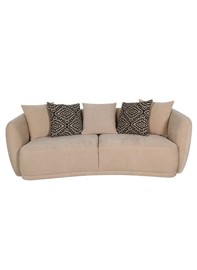 DANUBE HOME Fresno 3 Seater Fabric Sofa Modern Design Three Seat Sofas Comfortable Living Room Furniture L 230 x W 113 x H 74 cm Sand  - Image 1