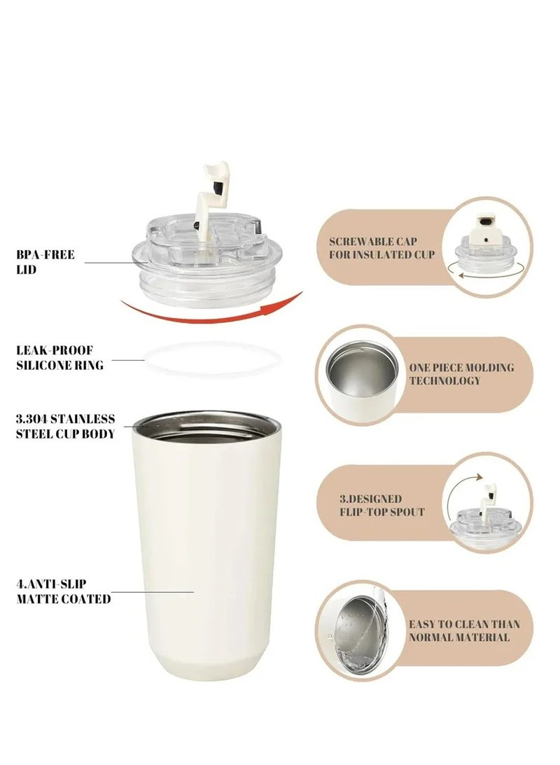smeg 320ML Beverage Cup Travel Portable Car Drinking Cup Stainless Steel Vacuum Leak proof 320ML Coffee Thermos（Pink）  - Image 3