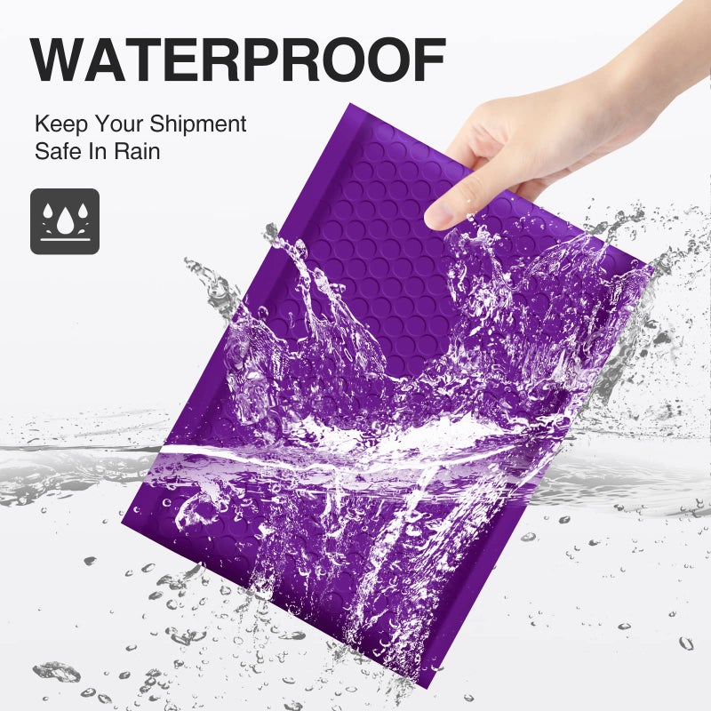 UCGOU Bubble Mailers 4x8 Inch Purple 50 Pack Usable Size 4x7 Padded Envelope Small Business Mailing Packages Opaque Self Seal Adhesive Waterproof Boutique Shipping Bag for Jewelry Makeup Supplies #000 - Image 3