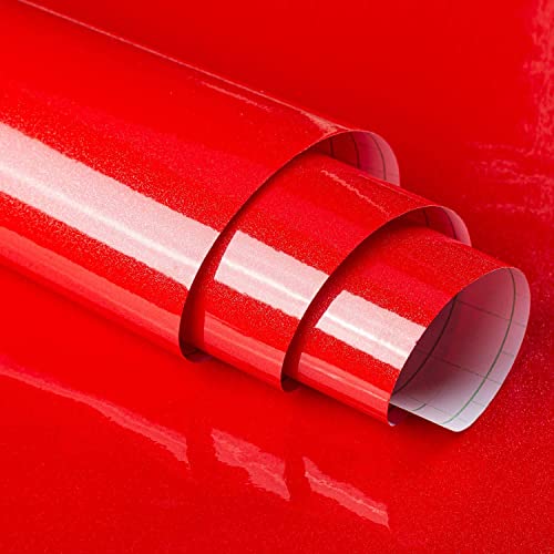HOME13™ Glossy Wallpaper Peel & Stick Contact Paper Decorative Self Adhesive Vinyl Wallpaper for Kitchen Cabinet Furniture Countertop Waterproof (24inches by 48inches, Red Glossy Wallpaper) - Image 1
