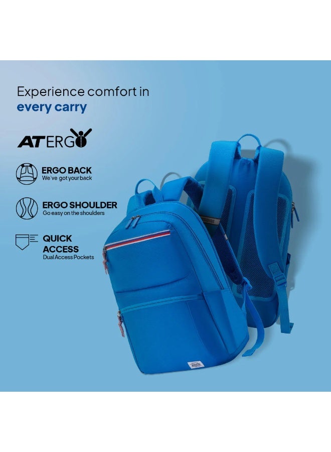 AMERICAN TOURISTER Braydon 15.6" Laptop Backpack 23L Capacity, Polyester, Pool Blue|Adjustable Strap|Ergo Back & Shoulder|Bottle Holder|Front Pocket - 1 Year International Warranty - Image 3