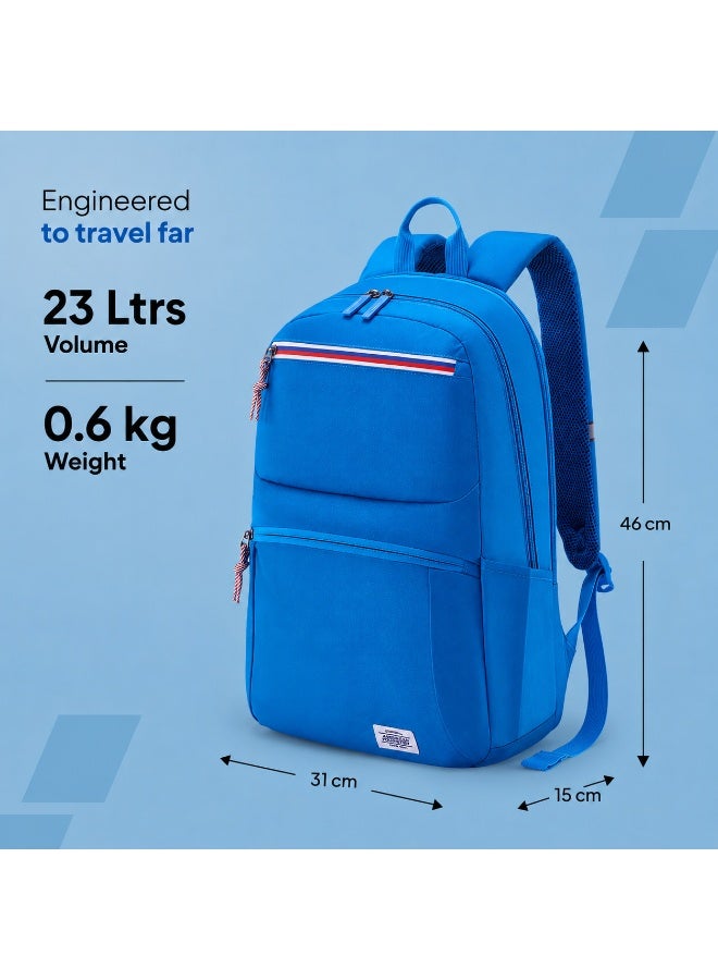 AMERICAN TOURISTER Braydon 15.6" Laptop Backpack 23L Capacity, Polyester, Pool Blue|Adjustable Strap|Ergo Back & Shoulder|Bottle Holder|Front Pocket - 1 Year International Warranty - Image 2