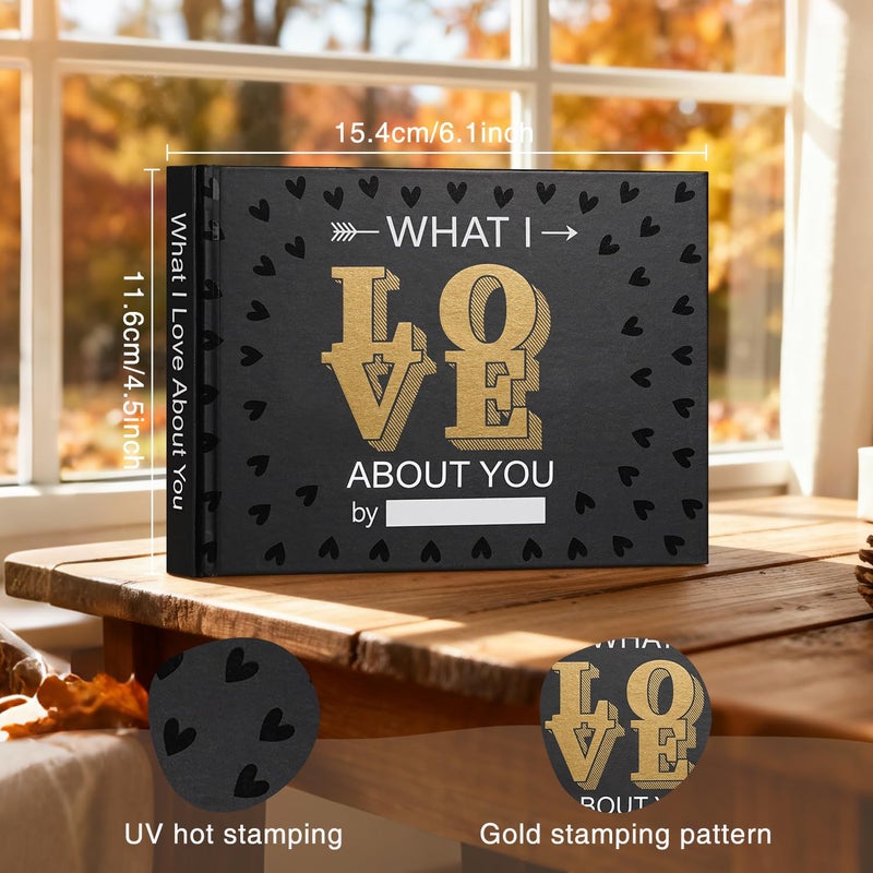 Artmag What I Love about You Book, Fill-in-the-Blank Love Journal Book for Couples Boyfriend Girlfriend Husband Wife Birthday Christmas Gifts Stocking Stuffer (Black) - Image 2