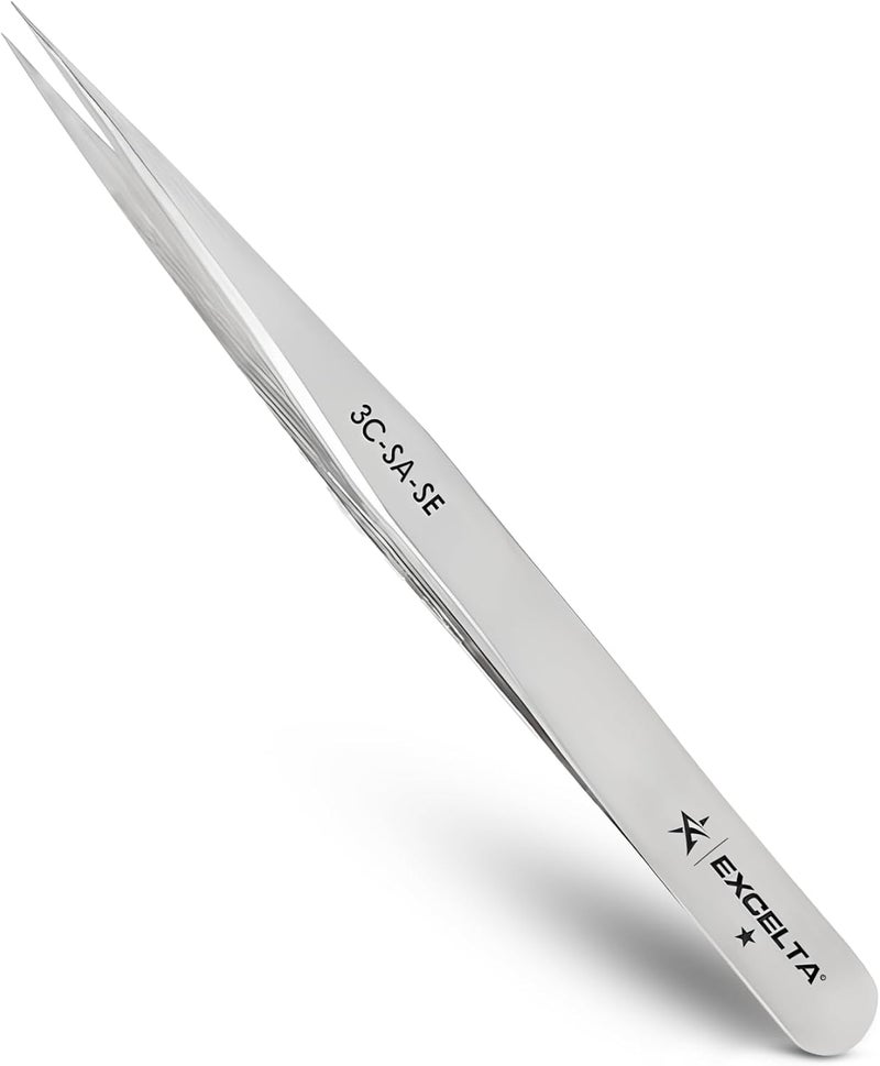 Excelta Pointed Tweezers UltraFine Precision for Hair Removal Stainless Steel Tweezers for Ingrown Hairs and Splinters AntiMagnetic NonRusting Durable Ideal for Eyebrow Shaping and Grooming