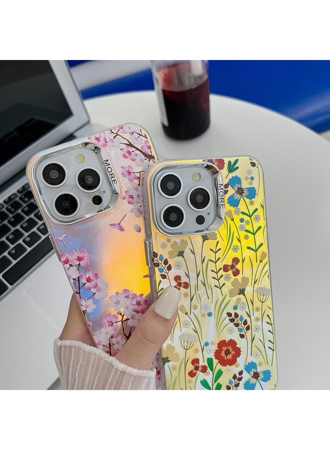 S-TOP Case For iPhone 14 Electroplating Laser Flower Texture TPU Phone Case - Image 3