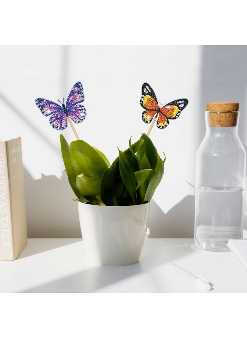 SOLARAE Butterfly Diamond Art, 8 Pcs Butterfly Diamond Art Kits for Adults Kids, Diamond Art Kits, Butterfly Stakes Diamond Art Supplies for Indoor, Outdoor, Garden, Yard Decoration - Image 2