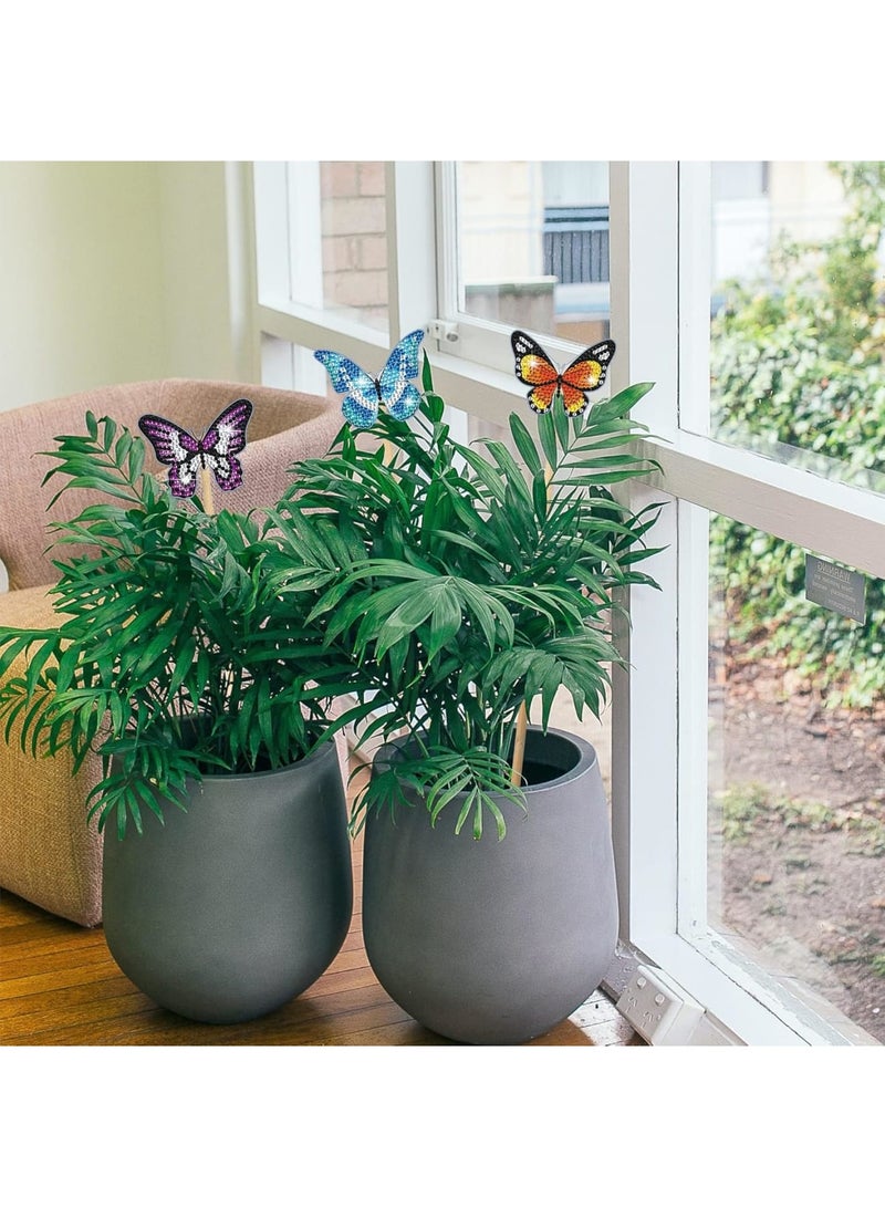 SOLARAE Butterfly Diamond Art, 8 Pcs Butterfly Diamond Art Kits for Adults Kids, Diamond Art Kits, Butterfly Stakes Diamond Art Supplies for Indoor, Outdoor, Garden, Yard Decoration - Image 5