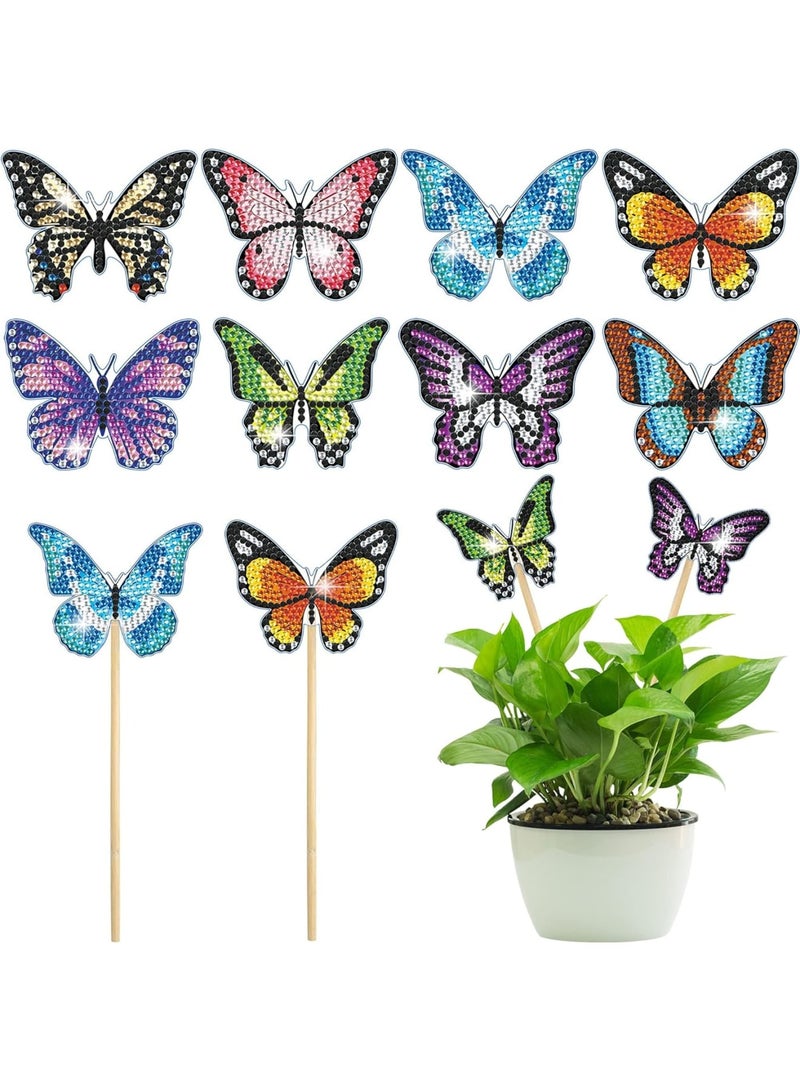 SOLARAE Butterfly Diamond Art, 8 Pcs Butterfly Diamond Art Kits for Adults Kids, Diamond Art Kits, Butterfly Stakes Diamond Art Supplies for Indoor, Outdoor, Garden, Yard Decoration - Image 1