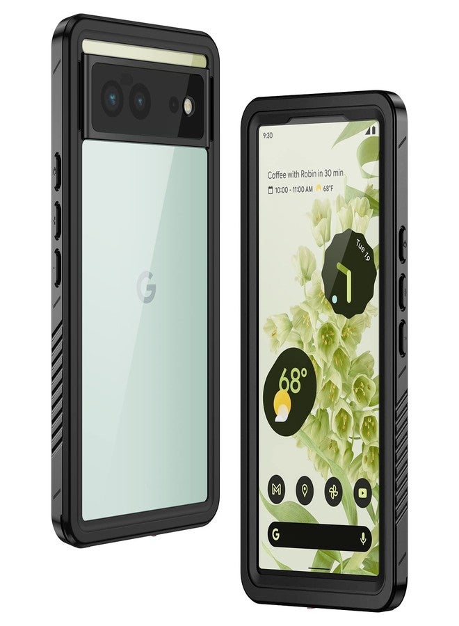 جراب Lanhiem لهاتف Google Pixel 6، مقاوم للماء والغبار بمعيار IP68 مع واقي شاشة مدمج، جراب حماية متين لكامل هيكل الهاتف Pixel 6، أسود/شفاف - Image 1