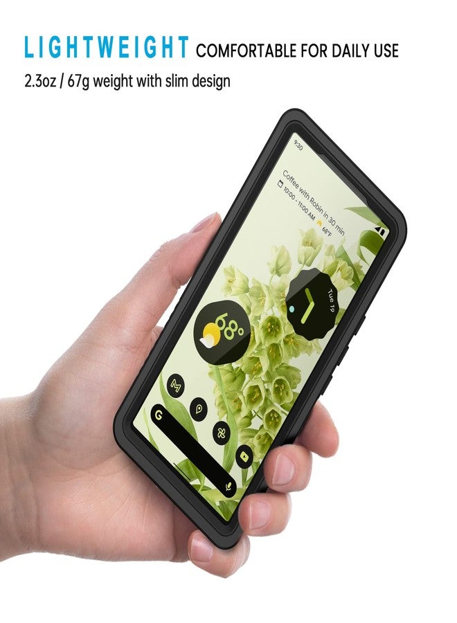 جراب Lanhiem لهاتف Google Pixel 6، مقاوم للماء والغبار بمعيار IP68 مع واقي شاشة مدمج، جراب حماية متين لكامل هيكل الهاتف Pixel 6، أسود/شفاف - Image 2