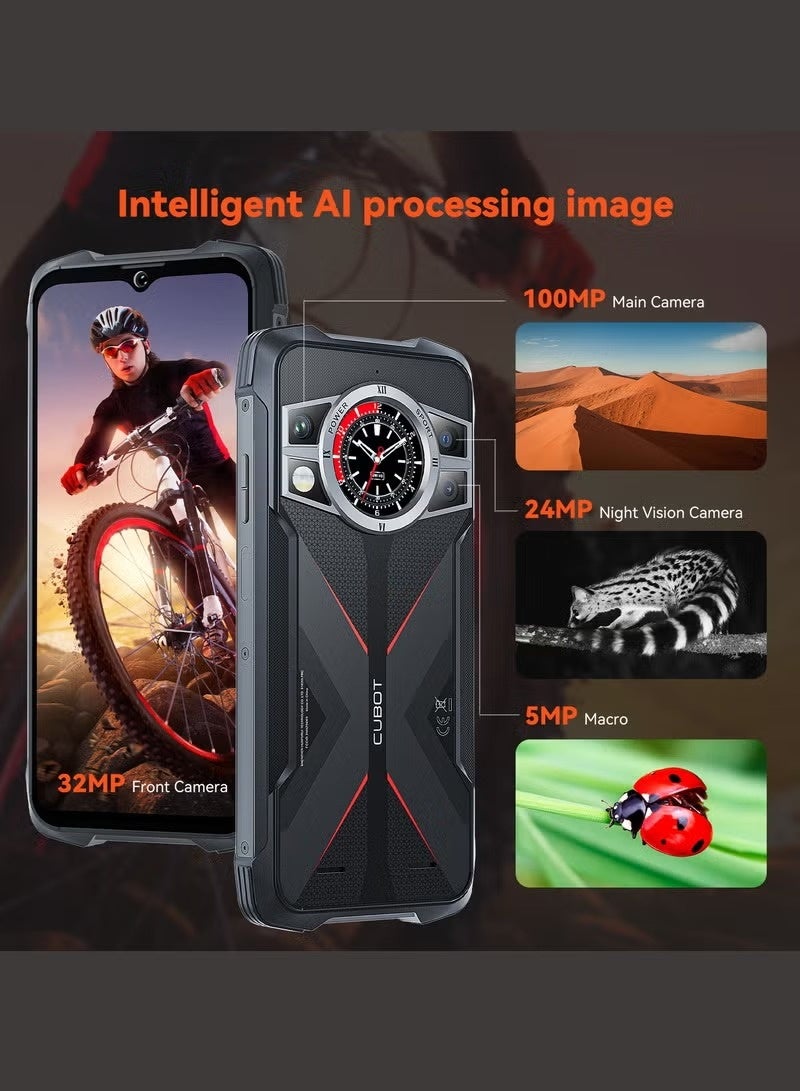 Cubot Kingkong 9 Rugged Smartphone 120hz 6.583-Inch Screen 12GB RAM+256GB ROM 10600mAh Battery 33W Fast Charging 100MP Main + 24MP Night Vision Camera NFC Black - Image 4