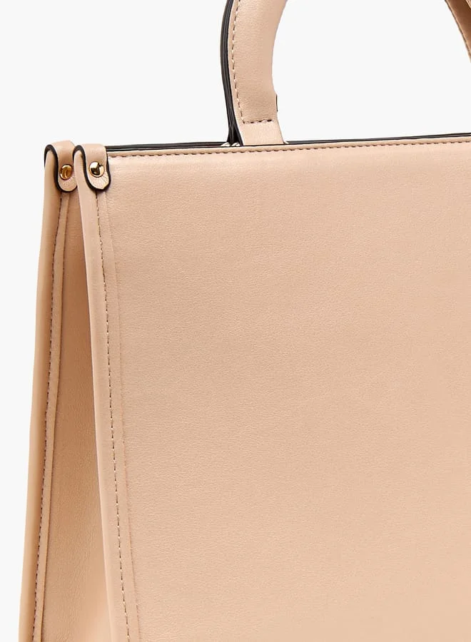 Celeste Women Textured Tote Bag with Detachable Strap and Zip Closure