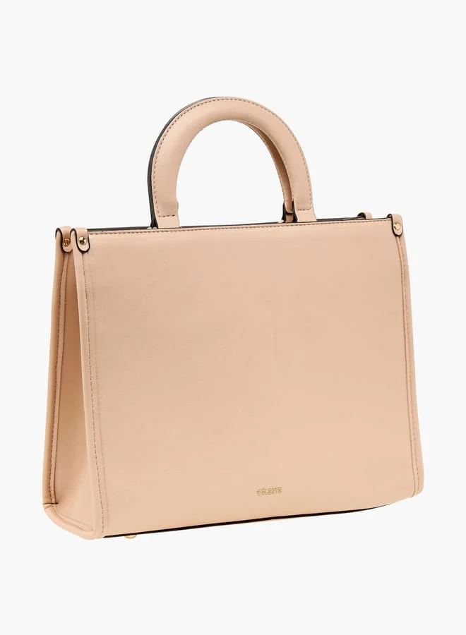 Celeste Women Textured Tote Bag with Detachable Strap and Zip Closure