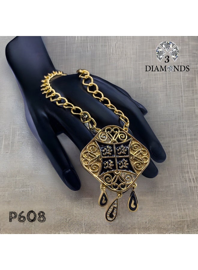 3Diamonds 3Diamonds Gold-Plated Necklace with Islamic-Inspired Design  - Image 2