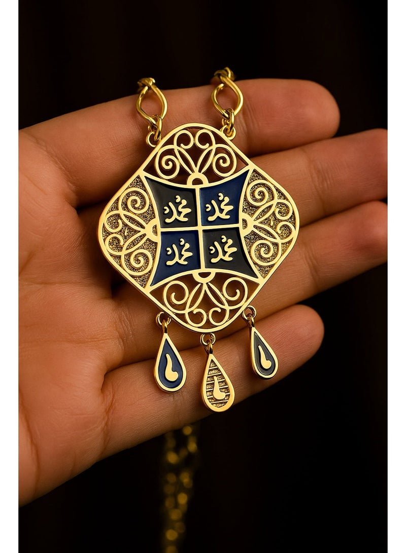 ثري دايموندز سلسلة إسلامية مطلية دهب بدلاية منقوش عليها اسم محمد – تصميم فاخر ومميز وكمية محدودة - Image 2
