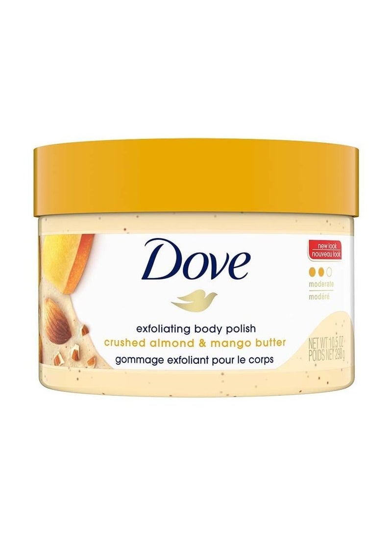 Dove Exfoliating Body Polish Scrub For Dry Skin With Crushed Almond And Mango Butter Gently Exfoliates And Moisturizes To Reveal Instantly Soft Smooth And Healthy Skin 298gm  - Image 1