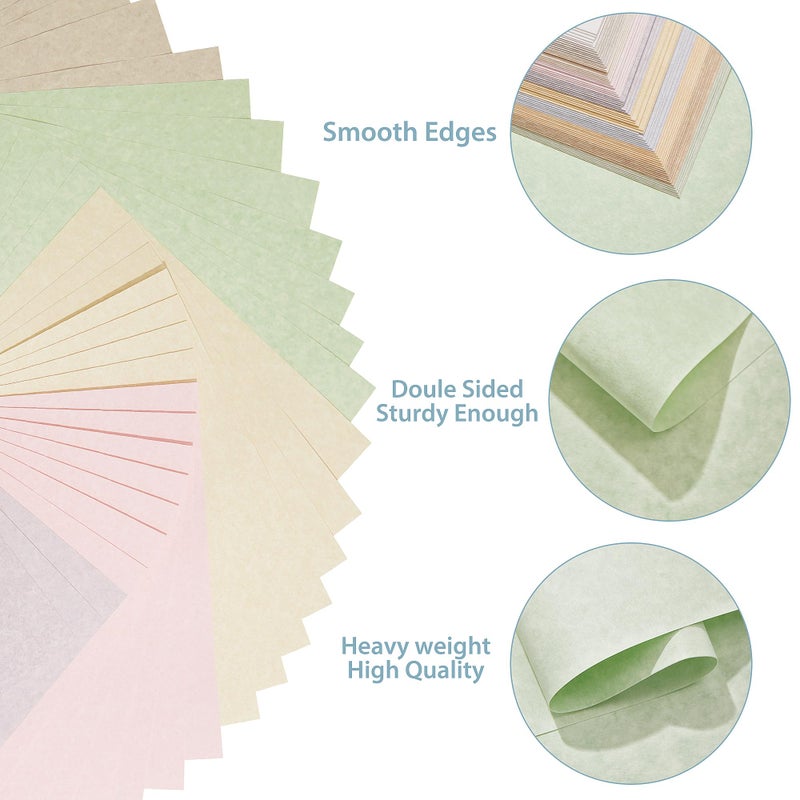 PENPRIS Parchment Paper - 8.5” x 11” Letter Size Parchment Card Stock 65lb Heavyweight Paper Thick Vintage Paper PAP04 (8.5x11inch/70Sheets, 10 Mixed Colors) PAP04MX - Image 3